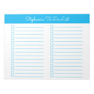 Bloc-note Simple Sky Blue 8.5x11 Liste de Contrôle à Deux Co
