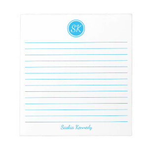 Bloc-note Simplement élégant Sky Blue Linked Monogramme No