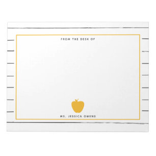 Bloc-note Sketchy Stripes Enseignant Pomme Jaune