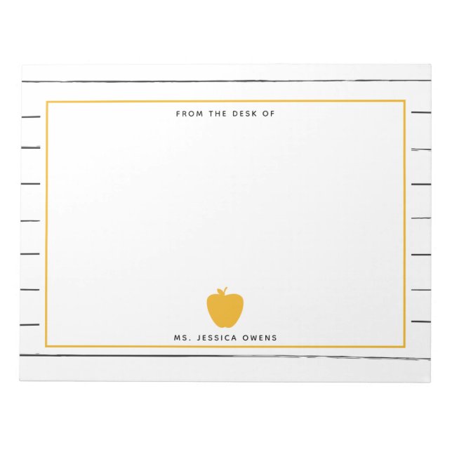 Bloc-note Sketchy Stripes Enseignant Pomme Jaune (Devant)