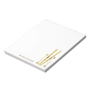 Bloc-note Skis Gold personnalisés Illustration de ski Vint