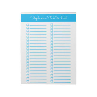 Bloc-note Sky Blue Vertical 8.5x11 Two Column Checklist