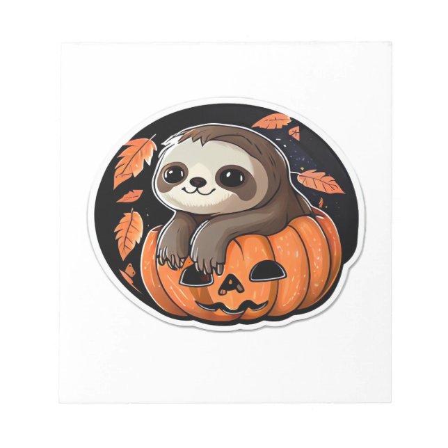 Bloc-note sloth pumpkin Halloween sticker Oversized T-Shirt (Devant)