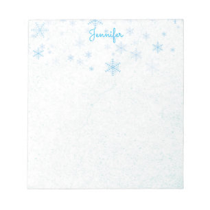 Bloc-note Snowflakes Fancy Script Nom de neige Cadeau Bloc-n