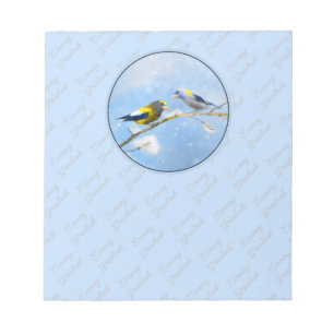 Bloc-note Soirée Grosbeak Peinture - Cute Original Chien Art