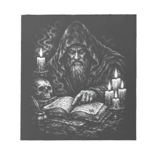 Bloc-note Sorcier étudiant le grimoire — par BurnsInHell