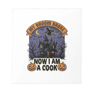Bloc-note Sorcière au balai cassé Cuisine de Halloween jeu d