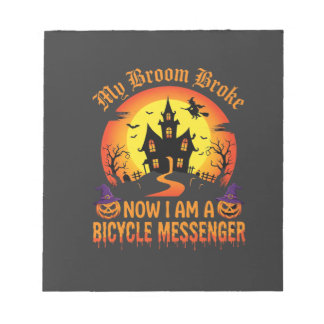 Bloc-note Sorcière de messager de vélo d'Halloween Broom a c