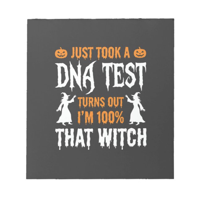 Bloc-note Sorcière graphique de test ADN d'Halloween drôle (Devant)