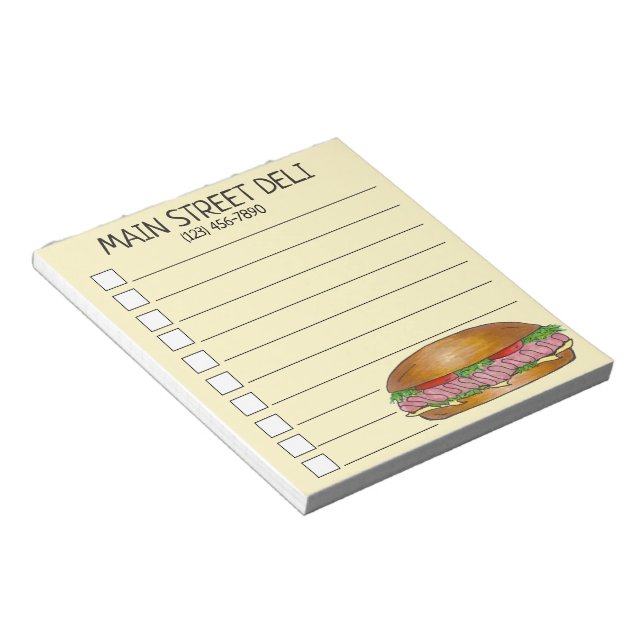 Bloc-note Sous-marin de Fromage de jambon Deli Sandwich Hoag (Incliné)