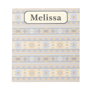 Bloc-note Southwest Design Gold Blue Grey Tribal Motif
