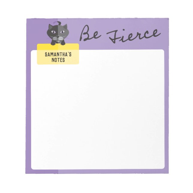 Bloc-note Soyez Fierce Sable Chat Noir Note Personnalisée Vi (Devant)