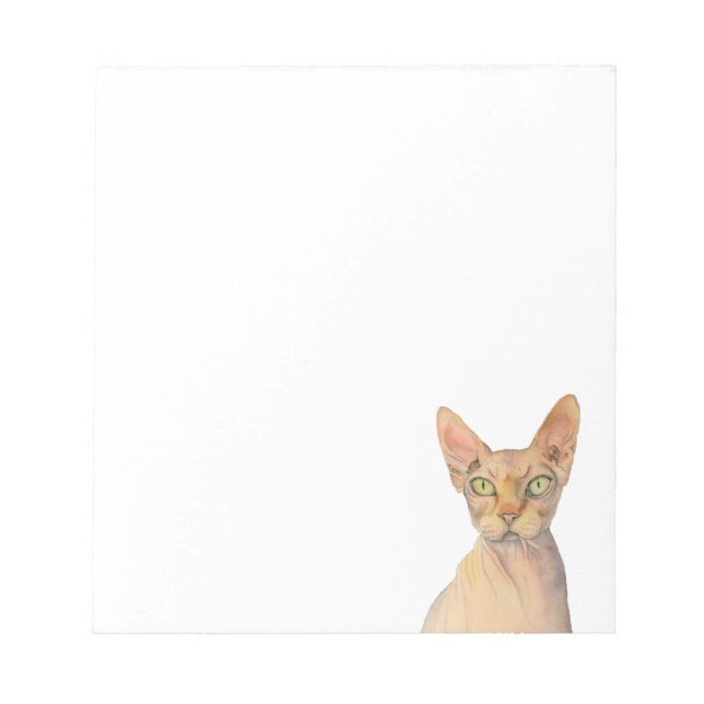 Bloc-note Sphynx Chat Aquarelle Portrait (Devant)