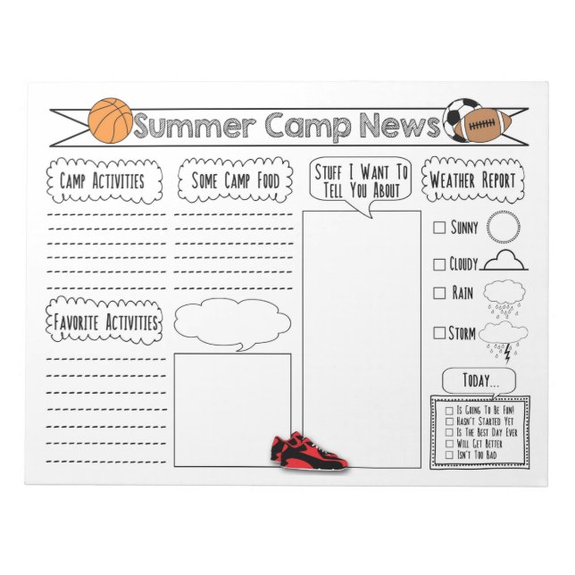 Bloc-note Sports Summer Camp News (Devant)