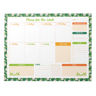 Bloc-note Spring Daisies & Vine Weekly Monday Start Planner