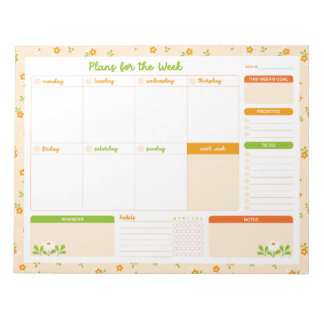 Bloc-note Spring Floral Bouquets Weekly Monday Start Planner