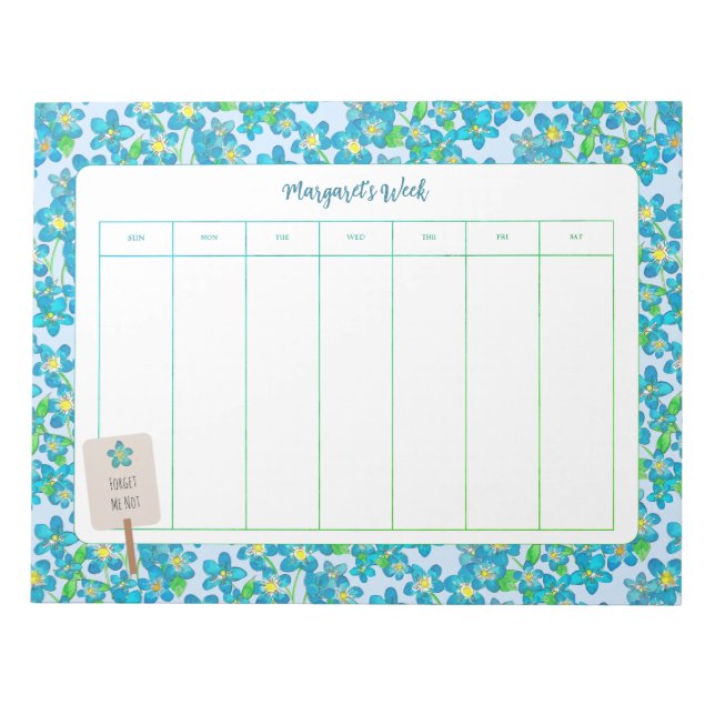 Bloc-note Spring Floral Oubliez-Moi Pas Weekly Planner (Devant)
