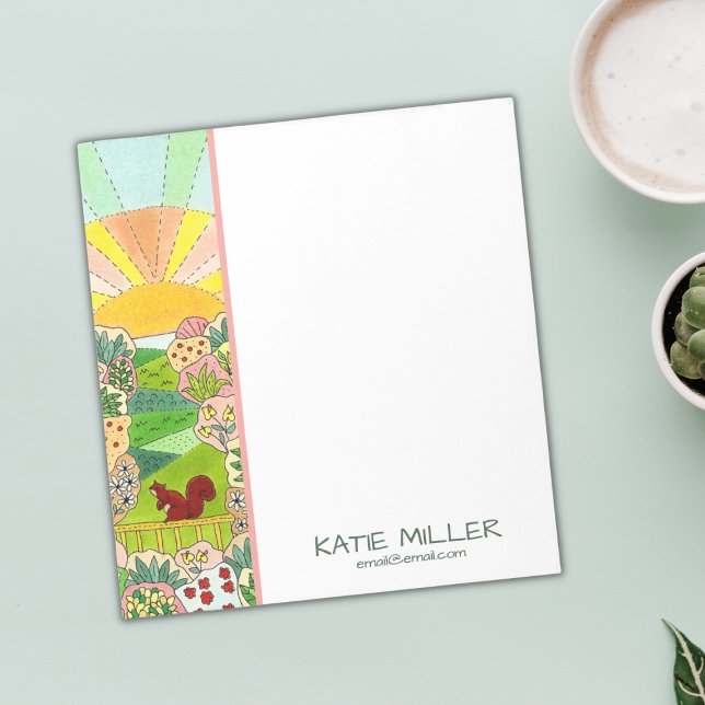 Bloc-note Squirrel Sunrise Garden Personnalisé (Cute Squirrel Notepad)