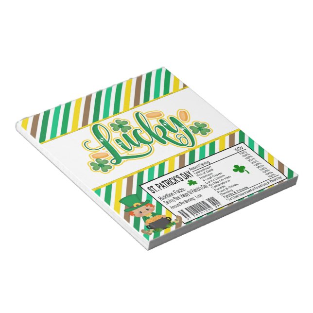 Bloc-note St. Patricks Day Candy Bar Wrapper Party Faveurs (Incliné)