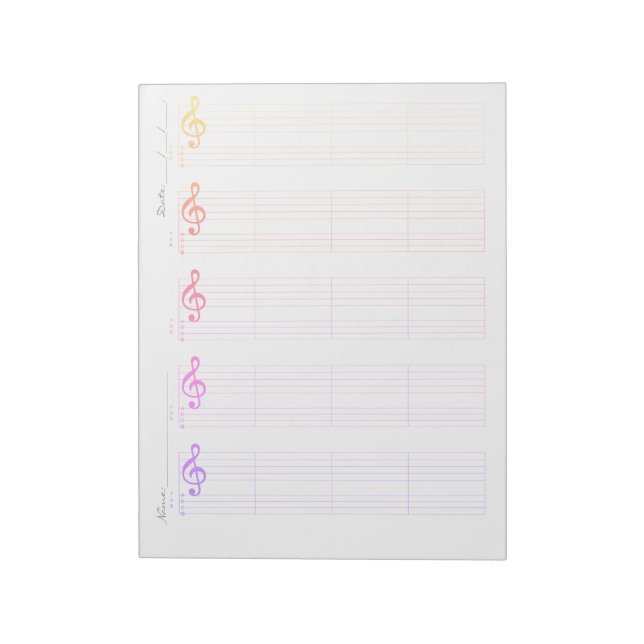 Bloc-note Staff & Ukulele Tab Paper – Printable Template (Tourné)