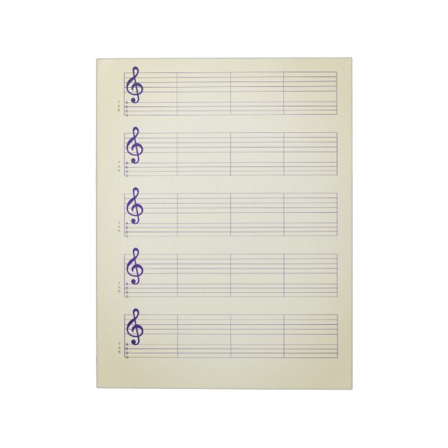 Bloc-note Staff & Ukulele Tab Paper – Printable Template (Tourné)
