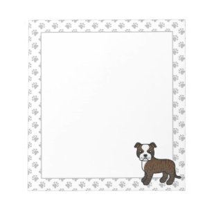 Bloc-note Staffie anglais bringé et blanc Chien de dessin an