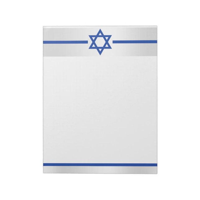 Bloc-note Star of David Blue White Satin personnalisable (Tourné)