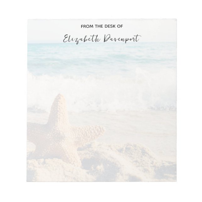Bloc-note Starfish sur une plage de sable Photo (Devant)