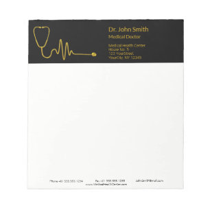 Bloc-note Stéthoscope en or vague ECG luxe ligne EKG médical