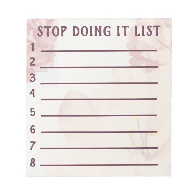 Bloc-note Stop Bad Habits Stop Doing it List (Devant)