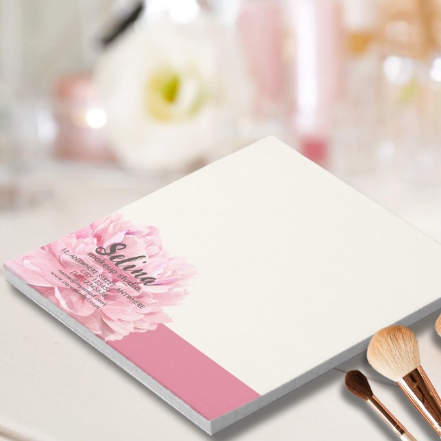 Bloc-note Studio De Maquillage Floral Rose Pink Crème Élégan (Créateur téléchargé)