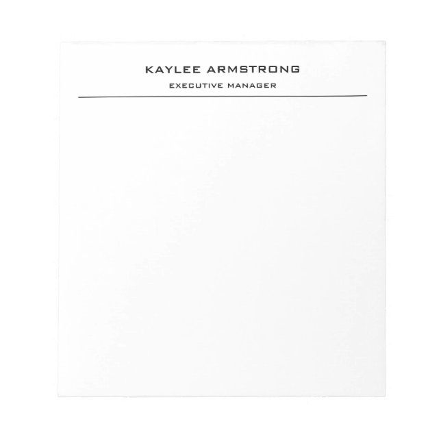 Bloc-note Style classique simple blanc professionnel (Devant)