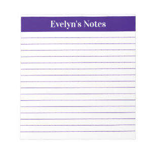 Bloc-note Style moderne élégant violet script grand imprimé