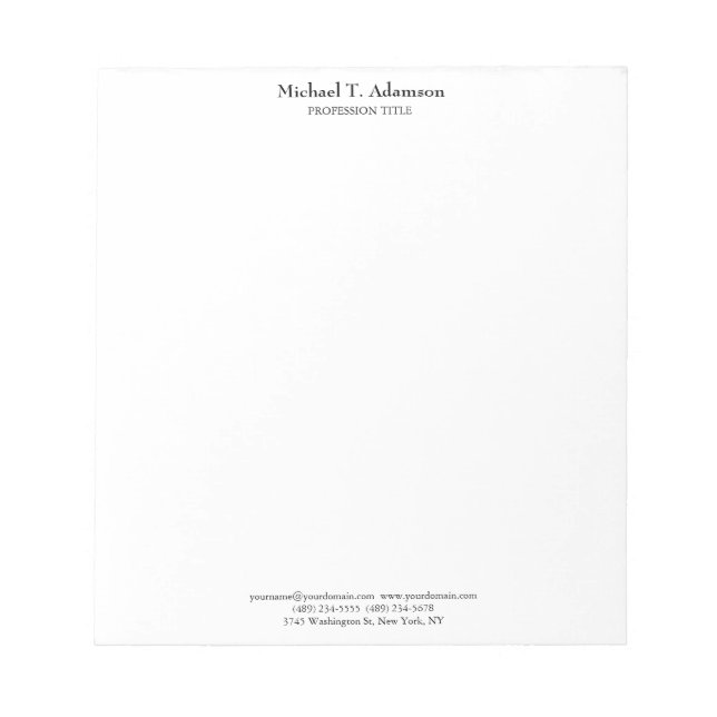 Bloc-note Style Rétro Élégant Simple Blanc (Devant)