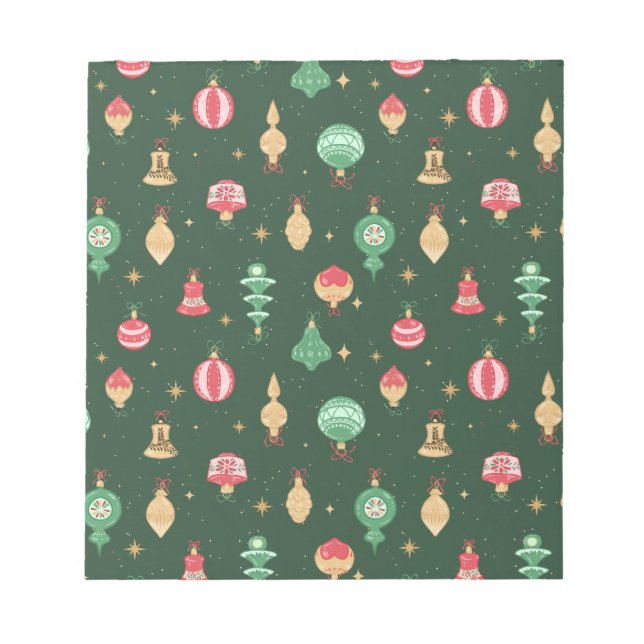Bloc-note Style vintage Ornement de Noël Motif - Vert (Devant)