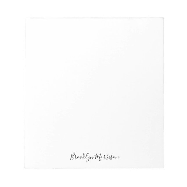 Bloc-note Stylish black muet script name text monogram (Devant)