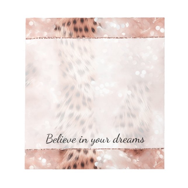 Bloc-note Stylish Rose rose rose or Leopard Glitz (Devant)