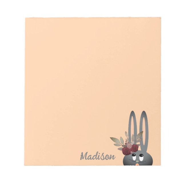 Bloc-note Superbe Bunny floral Pastel personnalisé Pâques (Devant)