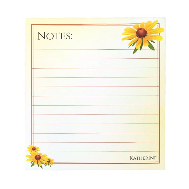 Bloc-note Susan, aux yeux noirs, note la photographie floral (Devant)