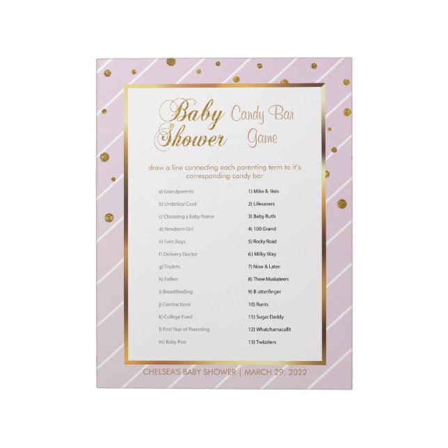 Bloc-note Sweet Baby Confetti rose et or - Barre de bonbons (Tourné)