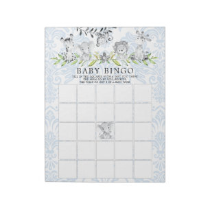 Bloc-note Sweet Safari Animaux Garçons Baby shower Bingo Jeu