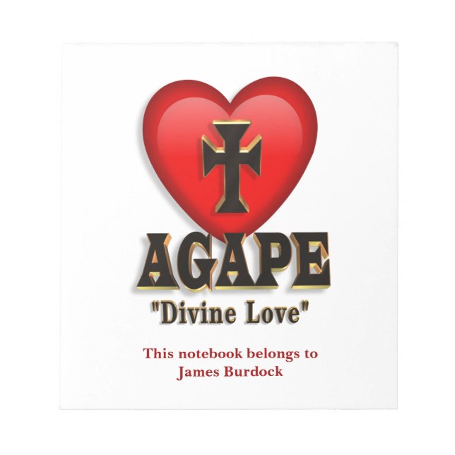 Bloc-note Symbole cardiaque Agape de l'amour divin de Dieu (Devant)