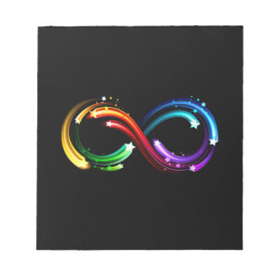 Bloc-note Symbole de l'infini de comètes arc-en-ciel