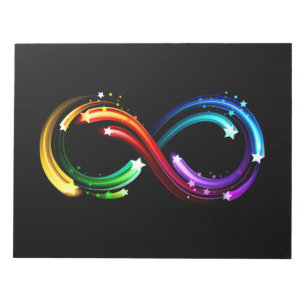 Bloc-note Symbole de l'infini des comètes arc-en-ciel