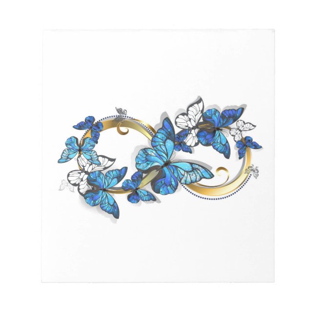 Bloc-note Symbole infini de papillons Morpho bleus (Devant)