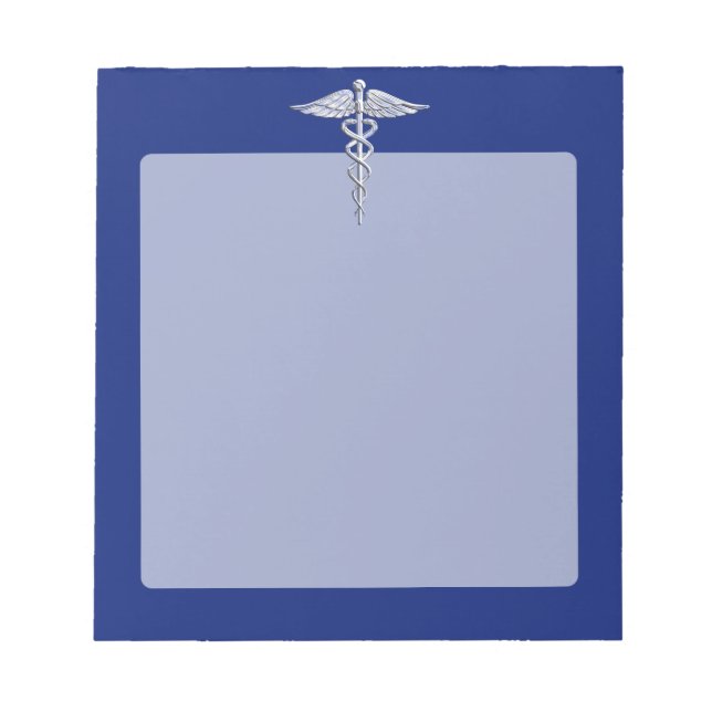 Bloc-note Symbole Médicale Chrome Argent sur bleu marine (Devant)