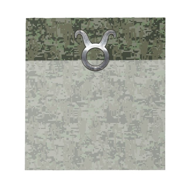 Bloc-note Symbole Taurus Zodiac sur Camo numérique vert (Devant)