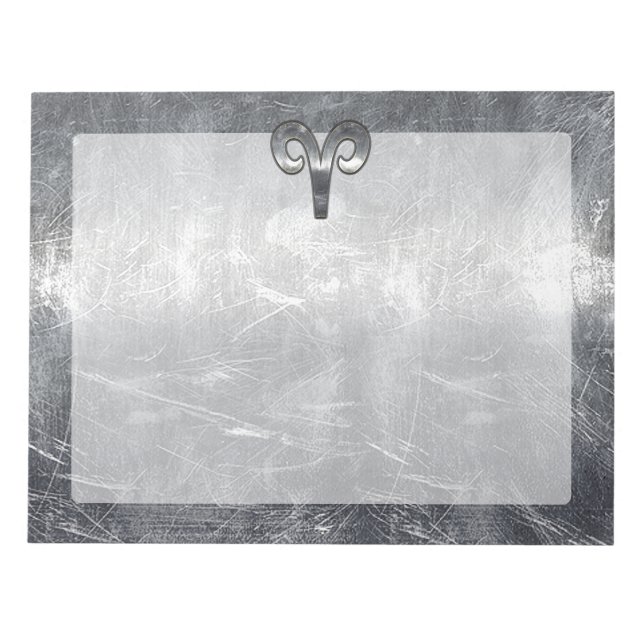 Bloc-note Symbole Zodiaque Aries en style Argent (Devant)