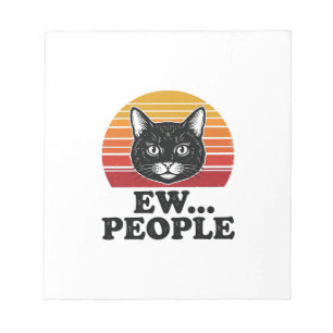 Bloc-note T-shirt drôle de chat noir Ew personnes rétro couc