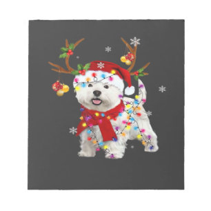 Bloc-note T-shirt drôle de Westie Noël Renne Lumières de Noë